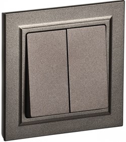 IEK Brite тёмная бронза выключатель 2- клавишный. 10А в сборе BR-V20-0-10-K45-F - фото 73291