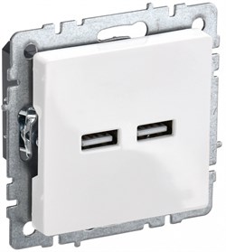 IEK Brite Base белый розетка USB A+A 3,1А BR-U21-D31-K01 - фото 73301