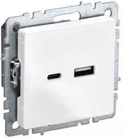 IEK Brite Base белый розетка USB A+C 18Вт BR-U22-018-K01 - фото 73304