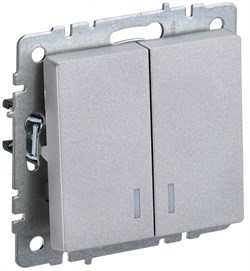 IEK Brite Base алюминий выключатель 2- клавишный с индик 10А BR-V20-1-10-K47 - фото 73309