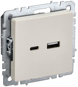 IEK Brite Base бежевый розетка USB A+C 18Вт BR-U22-018-K10 - фото 73318