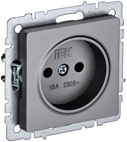 IEK Brite Base сталь розетка 1-м без заземления, без защитных створок 10А BR-R10-10-K46 - фото 73346