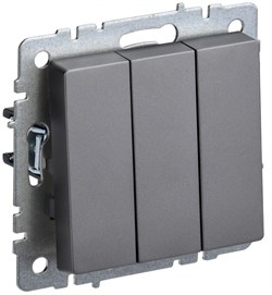 IEK Brite Base сталь выключатель 3 клавишный 10А BR-V30-0-10-K46 - фото 73348