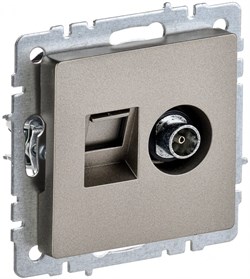 IEK Brite Base шампань розетка двойная TV+RJ45 кат.5E BR-AK20-1-K37 - фото 73373