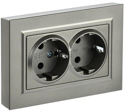 IEK Brite шампань розетка 2-места с заземлением, с защитными шторками 16А в сборе BR-R24-16-K37-F - фото 73385