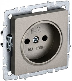 IEK Brite Base шампань розетка 1-м без заземления, без защ. Штор. 10А BR-R10-10-K37 - фото 73394