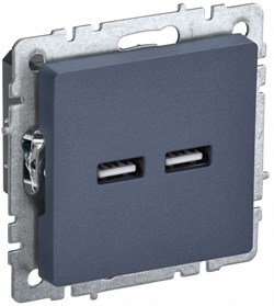 IEK Brite Base маренго розетка USB A+A 3,1А BR-U21-D31-K35 - фото 73400