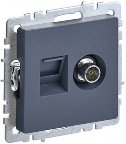 IEK Brite Base маренго розетка двойная TV+RJ45 кат.5E BR-AK20-1-K35 - фото 73444