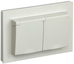 IEK Brite бежевый розетка 2 места, с заземлением, шторками и крышкой, 16А в сборе IP44 BR-R26-16-44-K10-F - фото 73451