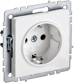 IEK Brite Base белый розетка 1-м с заземлением, с защитными шторками 16А BR-R14-16-K01 - фото 73475