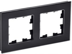 IEK Brite Decor чёрный глянец стекло рамка 2 места BR-M22-G-K02 - фото 73495