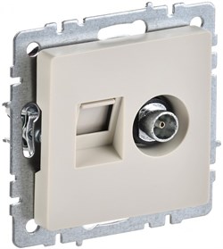 IEK Brite Base бежевый розетка двойная TV+RJ45 кат.5E BR-AK20-1-K10 - фото 73511