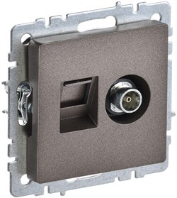 IEK Brite Base тёмная бронза розетка двойная TV+RJ45 кат.5E BR-AK20-1-K45 - фото 73520