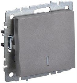 IEK Brite Base сталь выключатель 1-клавишный, проходной с индикацией 10А BR-V12-1-10-K46 - фото 73527