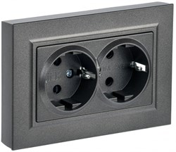 IEK Brite тёмная бронза розетка 2-места с заземлением, без защитных створок 16А в сборе BR-R21-16-K45-F - фото 73528