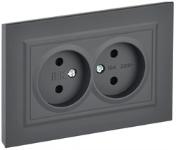 IEK Brite графит розетка 2-я без заземления, шторок, 10А в сборе BR-R20-10-K53-F - фото 73537