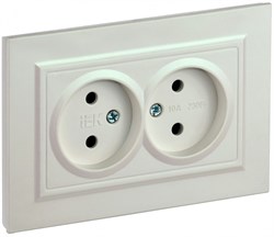 IEK Brite жемчуг розетка 2-я без заземления, шторок, 10А в сборе BR-R20-10-K36-F - фото 73541
