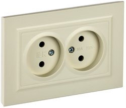 IEK Brite Беж розетка 2-я без заземления, шторок, 10А в сборе BR-R20-10-K10-F - фото 73543