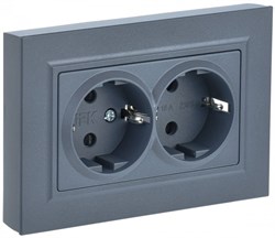 IEK Brite маренго розетка 2-места с заземлением, с защитными шторками 16А в сборе маренго BR-R24-16-K35-F - фото 73557