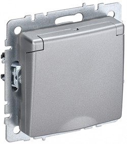 IEK Brite Base алюминий розетка 1-м с заземлением, с защитными шторками и крышкой 16А IP44 BR-R16-16-44-K47 - фото 73567