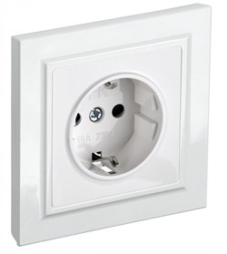 IEK Brite белый розетка 1-м с заземлением, с защитными шторками 16А в сборе BR-R14-16-K01-F - фото 73576