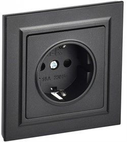IEK Brite чёрный розетка с заземлением и шторками, 16А в сборе BR-R14-16-K02-F - фото 73581