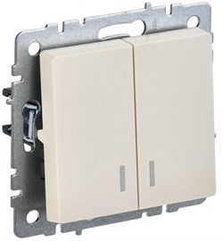 IEK Brite Base бежевый  2-клавишный с индикацией 10А BR-V20-1-10-K10 - фото 73595