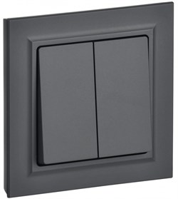IEK Brite графит выключатель 2- клавишный. 10А в сборе BR-V20-0-10-K53-F - фото 73596