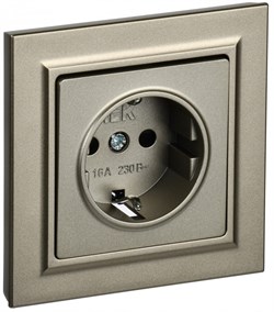 IEK Brite шампань розетка с заземлением, с защ.шторк. 16А в сборе BR-R14-16-K37-F - фото 73612