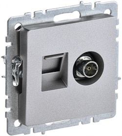 IEK Brite Base алюминий розетка двойная TV+RJ45 кат.5E BR-AK20-1-K47 - фото 73683