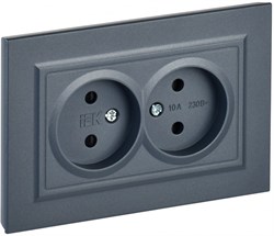 IEK Brite маренго розетка 2-я без заземления, со шторками, 10А в сборе BR-R23-10-K35-F - фото 73684