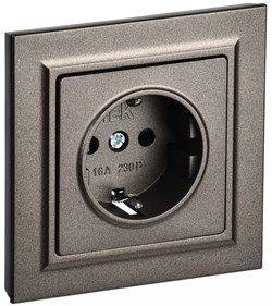 IEK Brite тёмная бронза розетка с заземлением и шторками, 16А в сборе BR-R14-16-K45-F - фото 73687