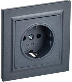 IEK Brite маренго розетка с заземлением и шторками, 16А в сборе BR-R14-16-K35-F - фото 73690