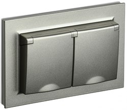 IEK Brite шампань розетка 2-местная с заземлением, с защитными шторками и крышкой 16А в сборе IP44 BR-R26-16-44-K37-F - фото 73738