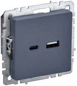 IEK Brite Base маренго розетка USB A+C 18Вт BR-U22-018-K35 - фото 73750