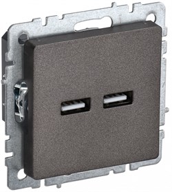 IEK Brite Base тёмная бронза розетка USB A+A 3,1А BR-U21-D31-K45 - фото 73759