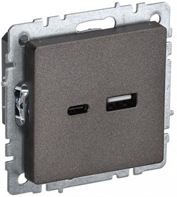 IEK Brite Base тёмная бронза розетка USB A+C 18Вт BR-U22-018-K45 - фото 73761