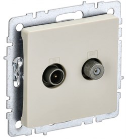 IEK Brite Base бежевый розетка двойная TV+SAT BR-AF20-O-K10 - фото 73768