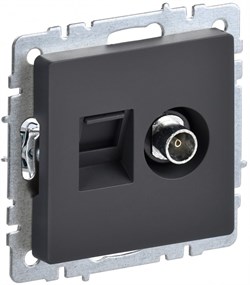 IEK Brite Base графит розетка двойная TV+RJ45 кат.5E BR-AK20-1-K53 - фото 73772