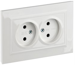 IEK Brite белый розетка 2-я без заземления, со шторками, 10А в сборе BR-R23-10-K01-F - фото 73785