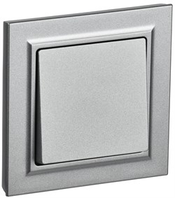 IEK Brite алюминий Выключатель 1-клавишный 10А в сборе BR-V10-0-10-K47-F - фото 73786