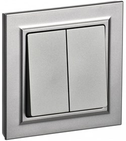 IEK Brite сталь выключатель 2- клавишный. 10А в сборе BR-V20-0-10-K46-F - фото 73796