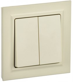 IEK Brite бежевый выключатель 2- клавишный. 10А в сборе BR-V20-0-10-K10-F - фото 73812