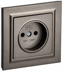 IEK Brite тёмная бронза розетка без заземления, шторок, 10А в сборе BR-R10-10-K45-F - фото 73854