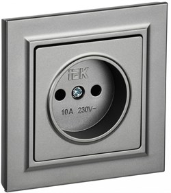 IEK Brite сталь розетка без заземления, шторок, 10А в сборе BR-R10-10-K46-F - фото 73856