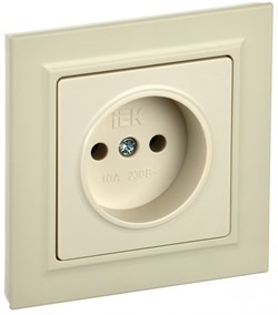 IEK Brite бежевый розетка без заземления, шторок, 10А в сборе BR-R10-10-K10-F - фото 73857