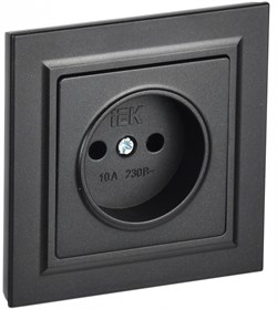 IEK Brite чёрный розетка без заземления, шторок, 10А в сборе BR-R10-10-K02-F - фото 73858