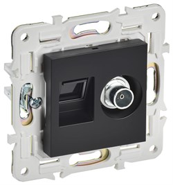 IEK SKANDY Черный Розетка двойная TV+RJ45 кат.5E SK-A14Bl SK-AK20-1-K02 - фото 73869