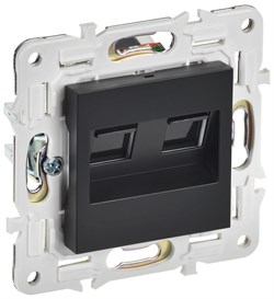 IEK SKANDY Черный Розетка компьютерная двойная RJ45 кат.5E SK-K03Bl SK-K20-1-K02 - фото 73877