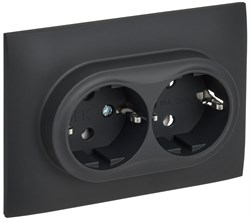 IEK SKANDY Графит Розетка 2-ая с/з без защитных шторок 16А в сборе SK-R08G SK-R21-16-K53-F - фото 73881